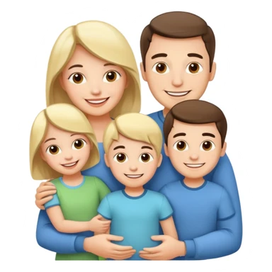"Husband and wife with 50 children taking a group photo, cheerful, colorful cartoon style, bright and playful." sticker