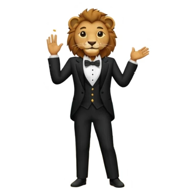 Lion that is singing in a tuxedo at the beach  sticker