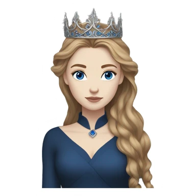 Feyre has pale skin, golden-brown hair and blue-grey eyes. She has a dark blue dress on with a silver crown sticker
