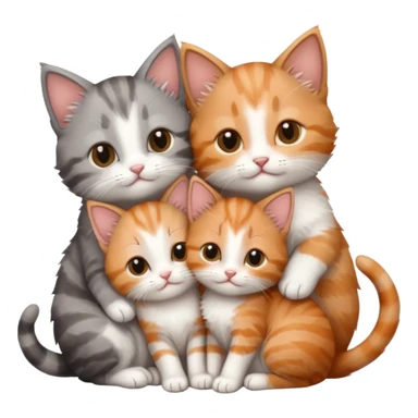 6 tiny kittens cuddling together all different colours, the first one is grey and white, the second is ginger and white and the third is brown tabby and white sticker