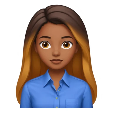 black girl working in colored formal shirt and long sleek hair sticker