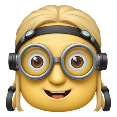 Minion emoji with a round head like normal emojis and a smurk like this emoji but a minion so basically that emoji with the goggles and the hair and not a funny head shape 😏 sticker