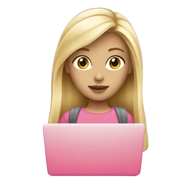 Graphic designer blonde girl with long hair and fair skin with grey eyes with Pink laptop  sticker