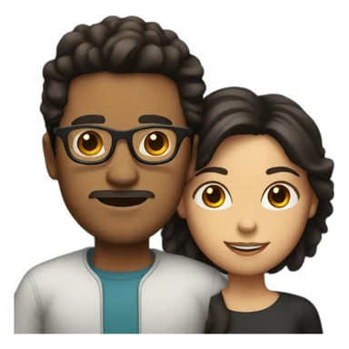 Brown Guy with black hair and brown hair with glasses Woman sticker