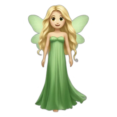 Complete Fairy with long blond hair and green long dress sticker