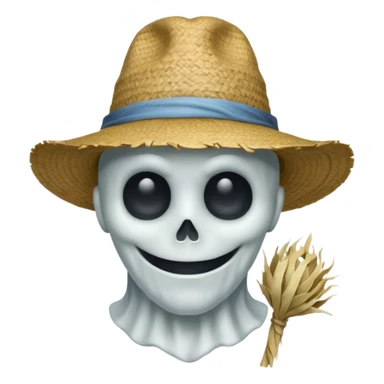 ghost farmer portrait, head and shoulders only, straw hat, spooky pale face, cracked skin, haunted vibe, 3D cartoon, mobile game icon style, clean background, no text, no watermark
 
 sticker