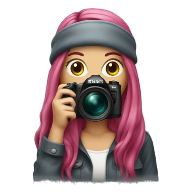 Female photographer with long dark pink hair sticker