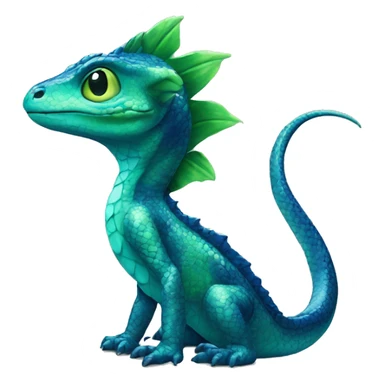 A Cyan Shiny Glossy Anthro-Scalie-Lizard-Reptile-Salamandrian-Fakémon with dark-blue patterns and light-green belly Full Body sticker