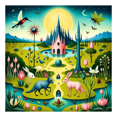 solarpunk - hieronymus bosch phantasmagoric depictions of the garden of earthly delights sticker