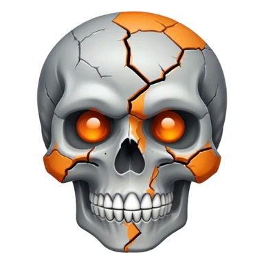orange and gray skull
 sticker