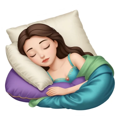 sleeping beauty brunette white girl with a silk pillow sticker