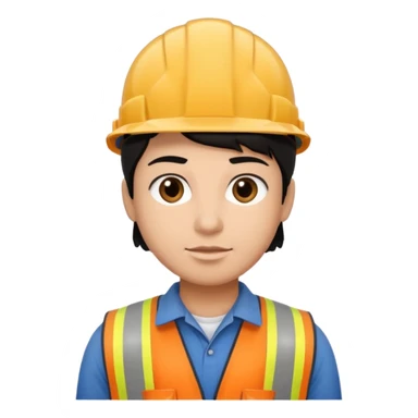 Construction worker with light brown skin black hair and dark brown eyes sticker