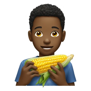 black kid eat corn sticker