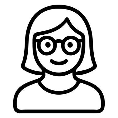 Add glasses to the woman, keep the icon simple and modern, clean lines, minimal color, suitable for an app icon, with no background sticker