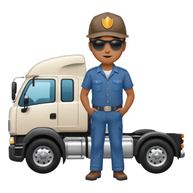 Kamyon şoförü Yarı Kamyon Karikatür çizimi kamyon yan dursun şoför de dışarda yanında olsun sticker