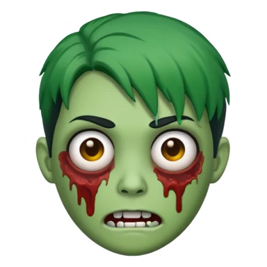 Emoji Zumbi de cabelo verde de cabelo preto e olhos castanhos sticker