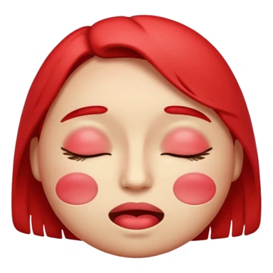 Hot face emoji with close eye. very blushy sticker