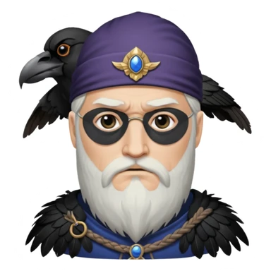 norse god odin with one eyepatch on his left eye and raven on his shoulder sticker