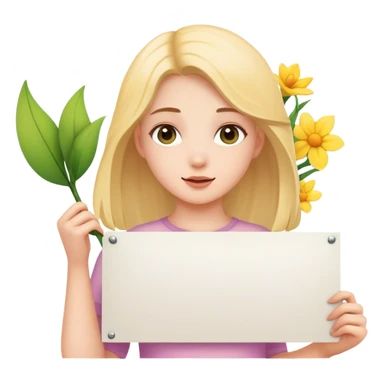 A girl with a banner holding  that says spring 20** sticker