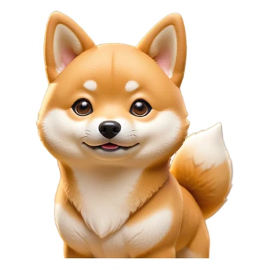Cinematic Cute Shiba Inu Portrait Emoji, Head tilted playfully and inquisitively, featuring a richfur with a creamy underbelly and perky ears, round, sparkling brown eyes filled with curiosity, Simplified yet irresistibly adorable features, highly detailed, glowing with a warm, friendly glow, high shine, affectionate and lively, stylized with a touch of whimsy, bright and endearing, soft glowing outline, capturing the essence of a mischievous yet loving pup, so playful it feels like it could leap out of the screen and into your arms! sticker