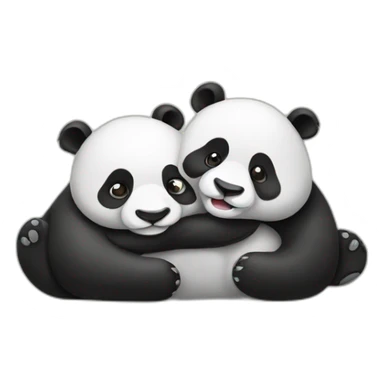 Two pandas lay and hug sticker