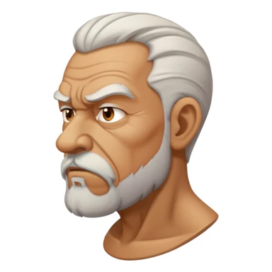 old angry man in profile view with a goatee sticker