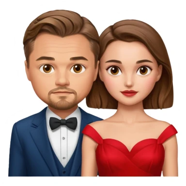 leonardo di caprio and Natalie Portman in a red dress sticker