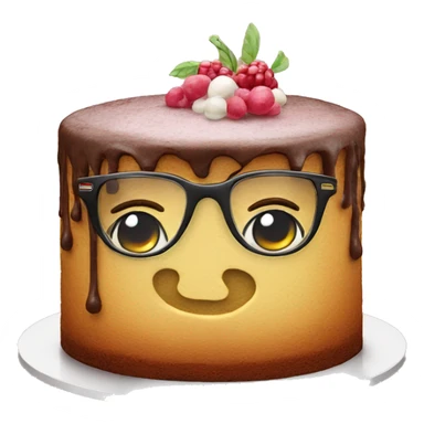 homemade cake with glasses sticker