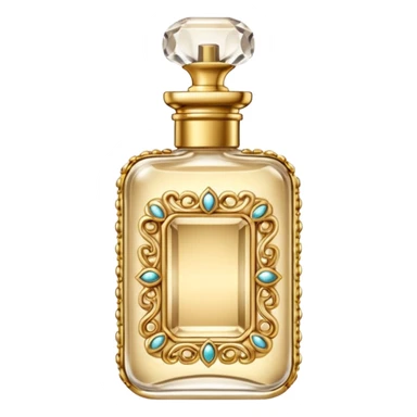 beige luxury perfume covered in jewelry sticker