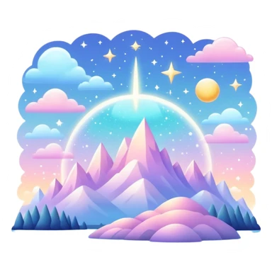 Pastel divine celestial glistening glossy sparkly shiny glittery scenery  sticker