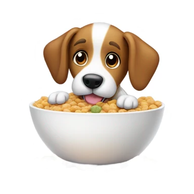 A dog eating a bowl of cereal  sticker