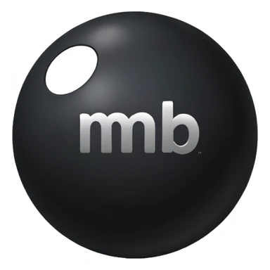 Black Ball with MB written on in the middle of it. Nothing else no holes or anything. sticker