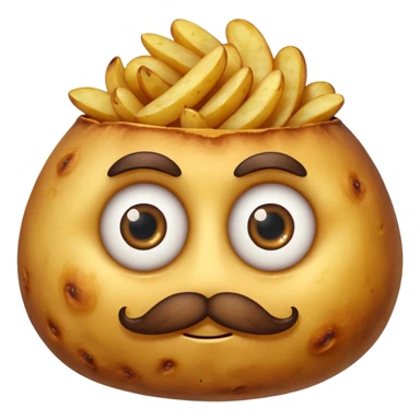 single fried potato with eyes and mustache sticker