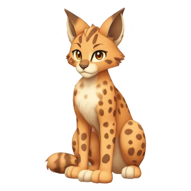 Anthro Beige-Orange-Brown Spotted Fur-Sona-Fakemon Lynx-Caracal Full Body sticker