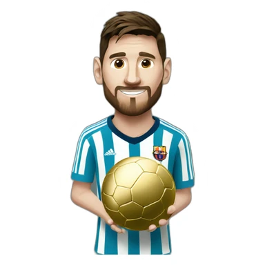 Messi with golden ball sticker