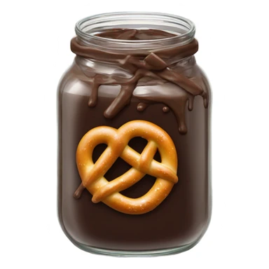 pretzel in a jar with melted chocolate sticker