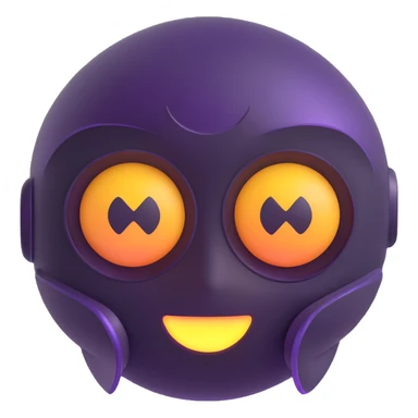 futuristic emoji with sinister look, holographic elements, 3D shading sticker