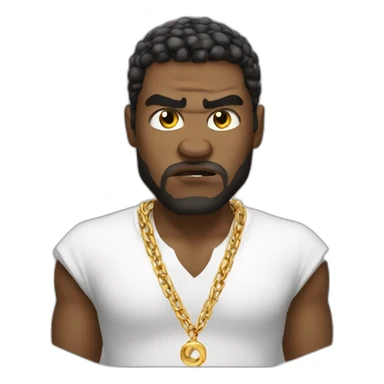 white male angry thug wearing gold chain sticker