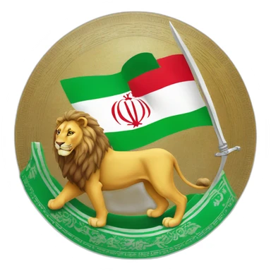 Iran flag with a lion and a sun on the back of lion while the lion is holding an sword in its right hand at the middle of Iran's flag actually it'll be the white part of the flag sticker