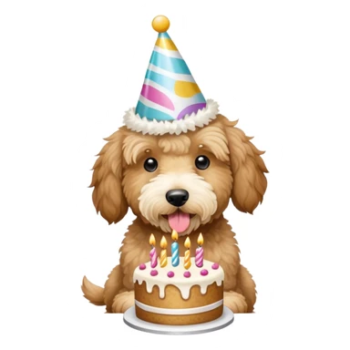 Goldendoodle eating birthday cake  sticker