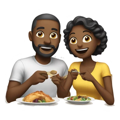Husband and wife eating dinner  sticker