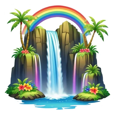Hawaiian waterfall with rainbow sticker