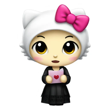 A Gothic hello Kitty holding the letter J in her hands sticker