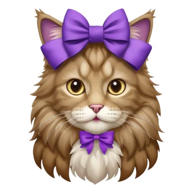 Mainee-coon with purple bow only on head sticker