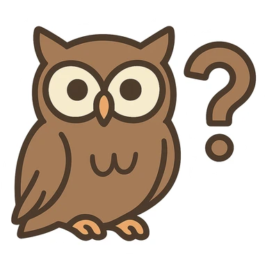 flat toon style symbol for philosophy, such as an owl or question mark sticker