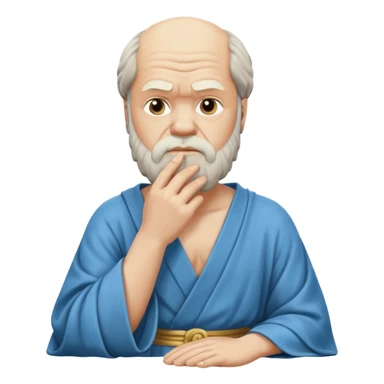 Socrates thinking, hand on chin, classic Greek robe sticker