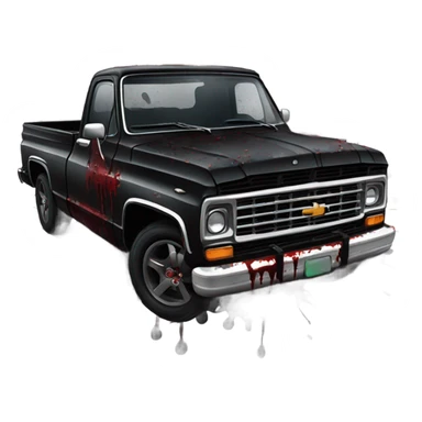 Gothic pickup truck with blood sticker