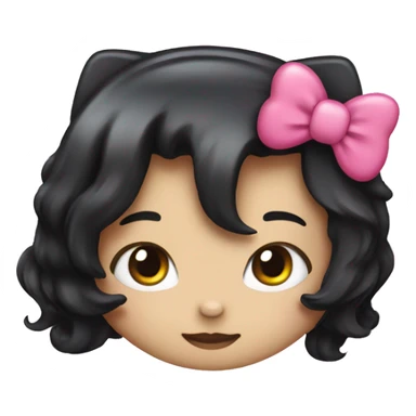 Hello Kitty, with long black hair sticker