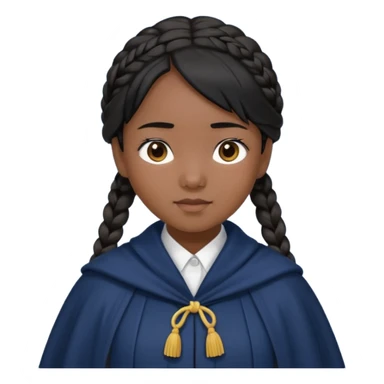 braid black hair, asian girl, navy cloak sticker