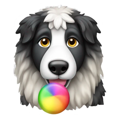 sheepdog dog with rainbow chew toy sticker